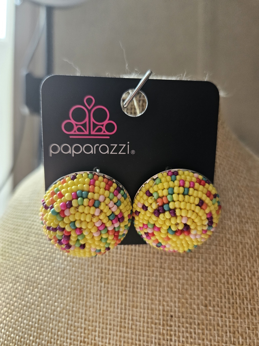 paparazzi Yellow Multicolor Beaded Post Earrings